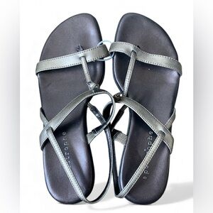 Apostrophe light gold/silver color Strappy Sandals with Minimalist Design